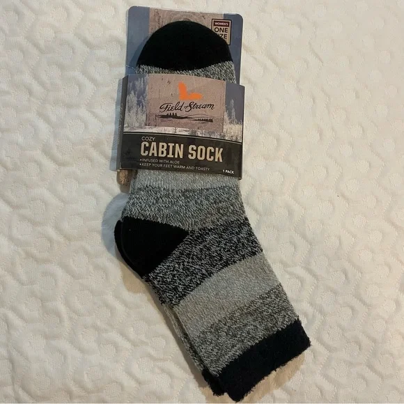 Field & Stream Cabin Socks Cozy Warm Gray Women’s One Size Aloe Infused Gift - Picture 1 of 5